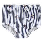 طقم فستان مخطط بطبعة دب بولو باللونين الأبيض والأزرق للبنات, 1, hi-res