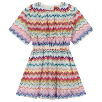 Girls Multi-Coloured Zig Zag Crochet Dress