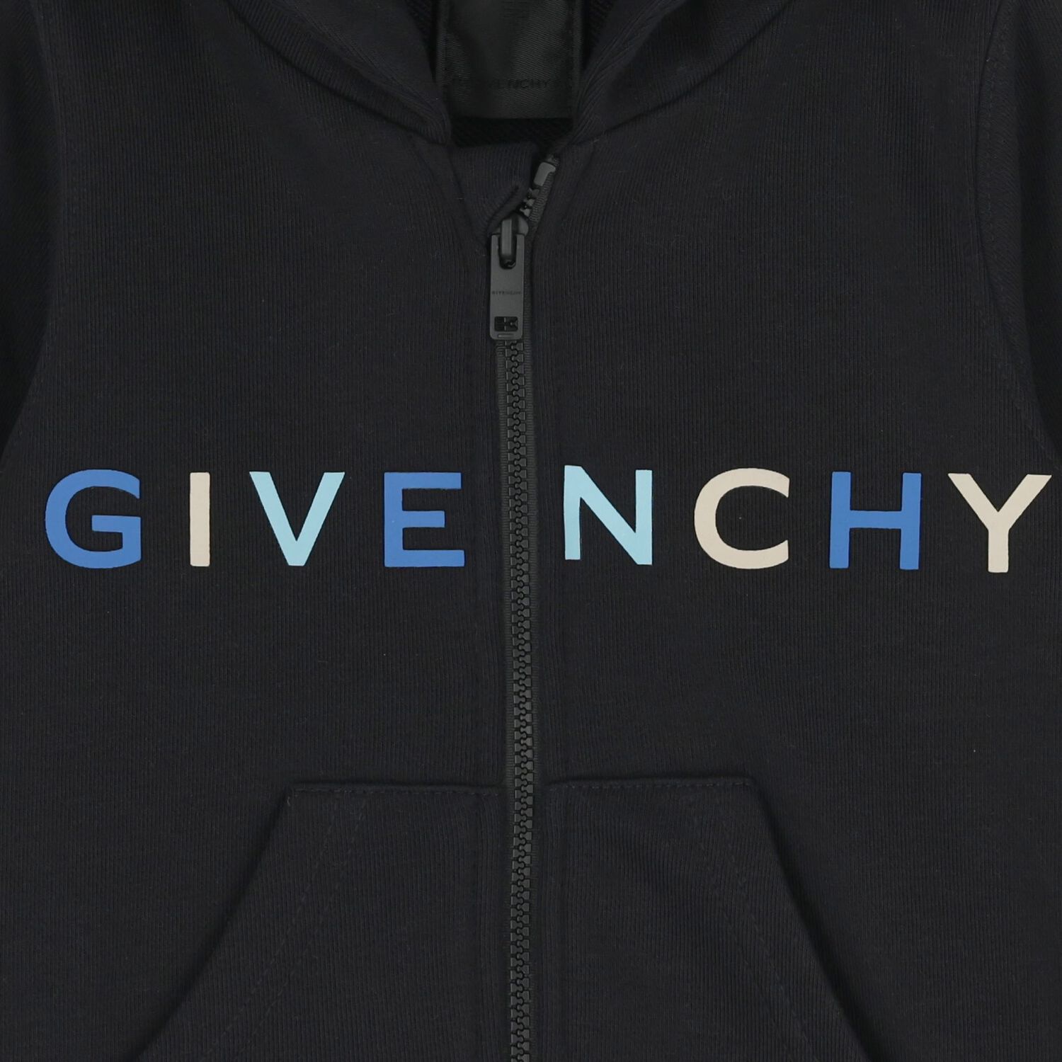 Younger Boys Black Logo Hooded Zip Up Top, 2, hi-res