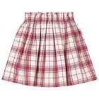 Girls White & Red Plaid Skirt, 1, hi-res