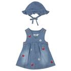 Baby Girls Blue Denim Dress Set, 1, hi-res