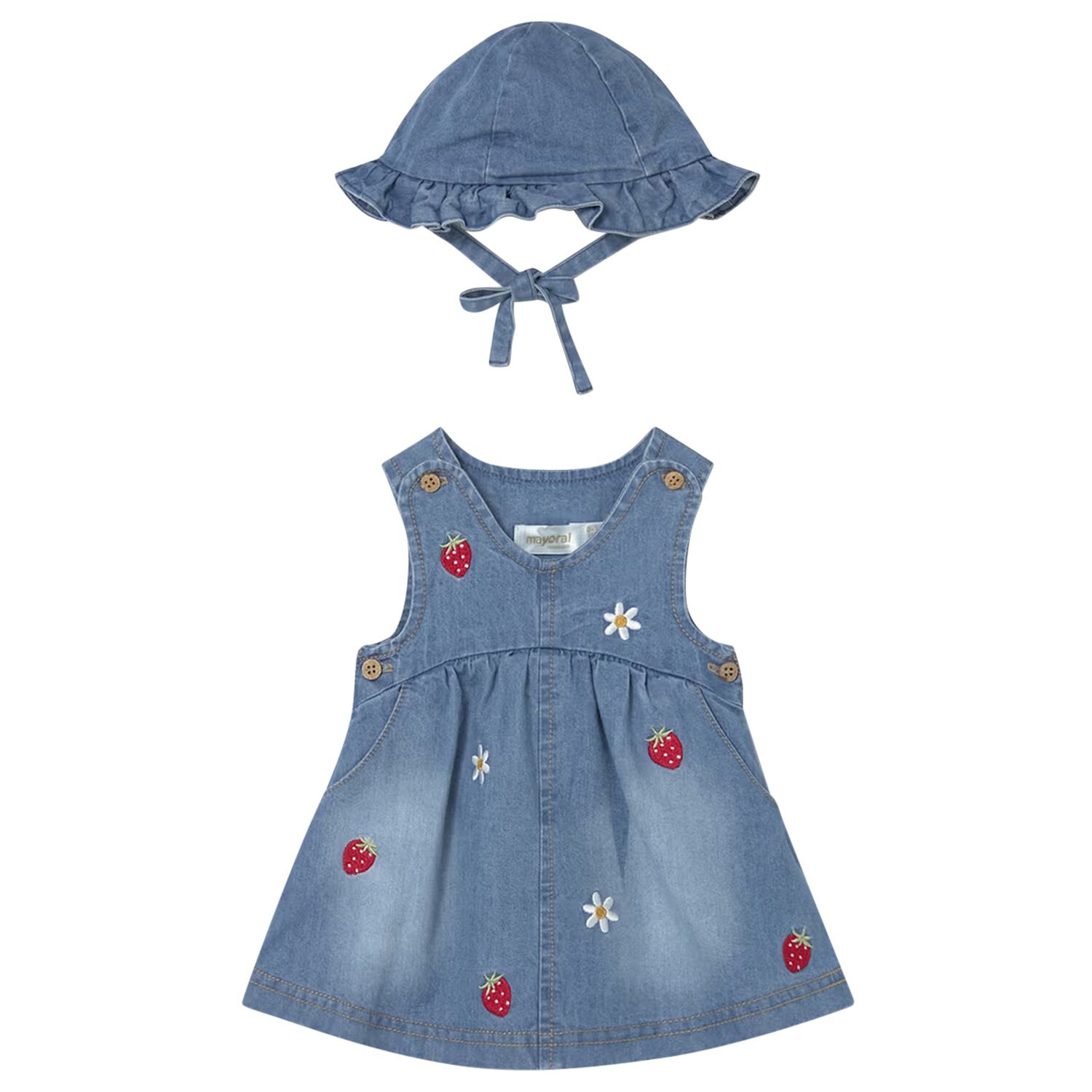 Baby Girls Blue Denim Dress Set, 1, hi-res