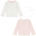 جاكيت بالشعار ذو وجهين باللون الأبيض والوردي للبنات, 2, hi-res