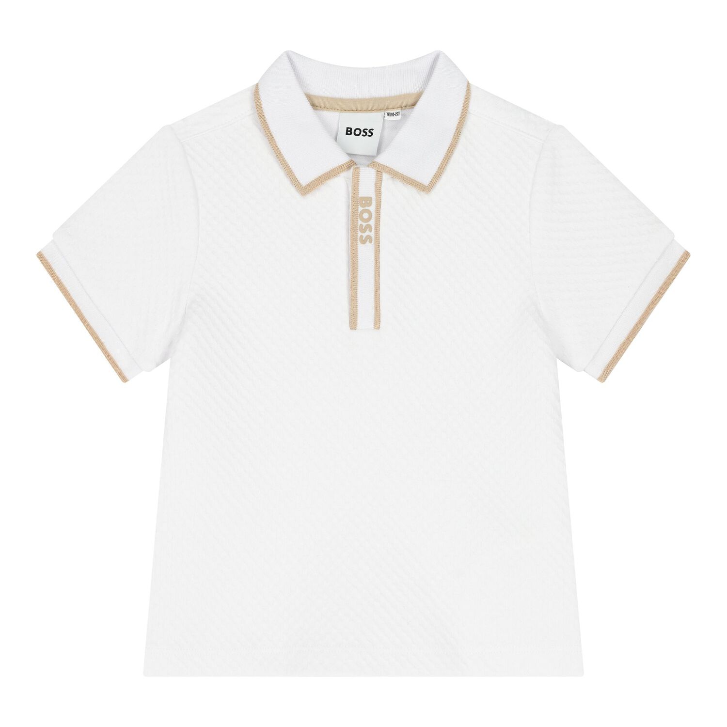 طقم شورت أولاد بالشعار باللون الأبيض والبيج, 1, hi-res