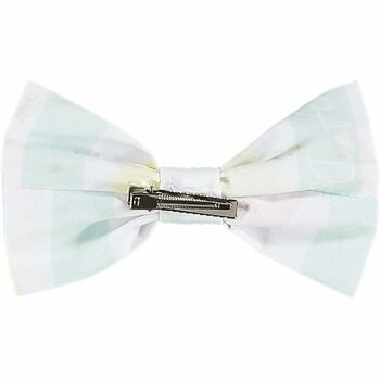 Girls White & Green Hairbow