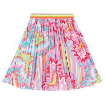 Girls Multi-Coloured Abstract Pleated Skirt