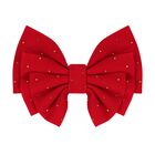 Girls Red Rhinestone Bow Hairclip, 1, hi-res