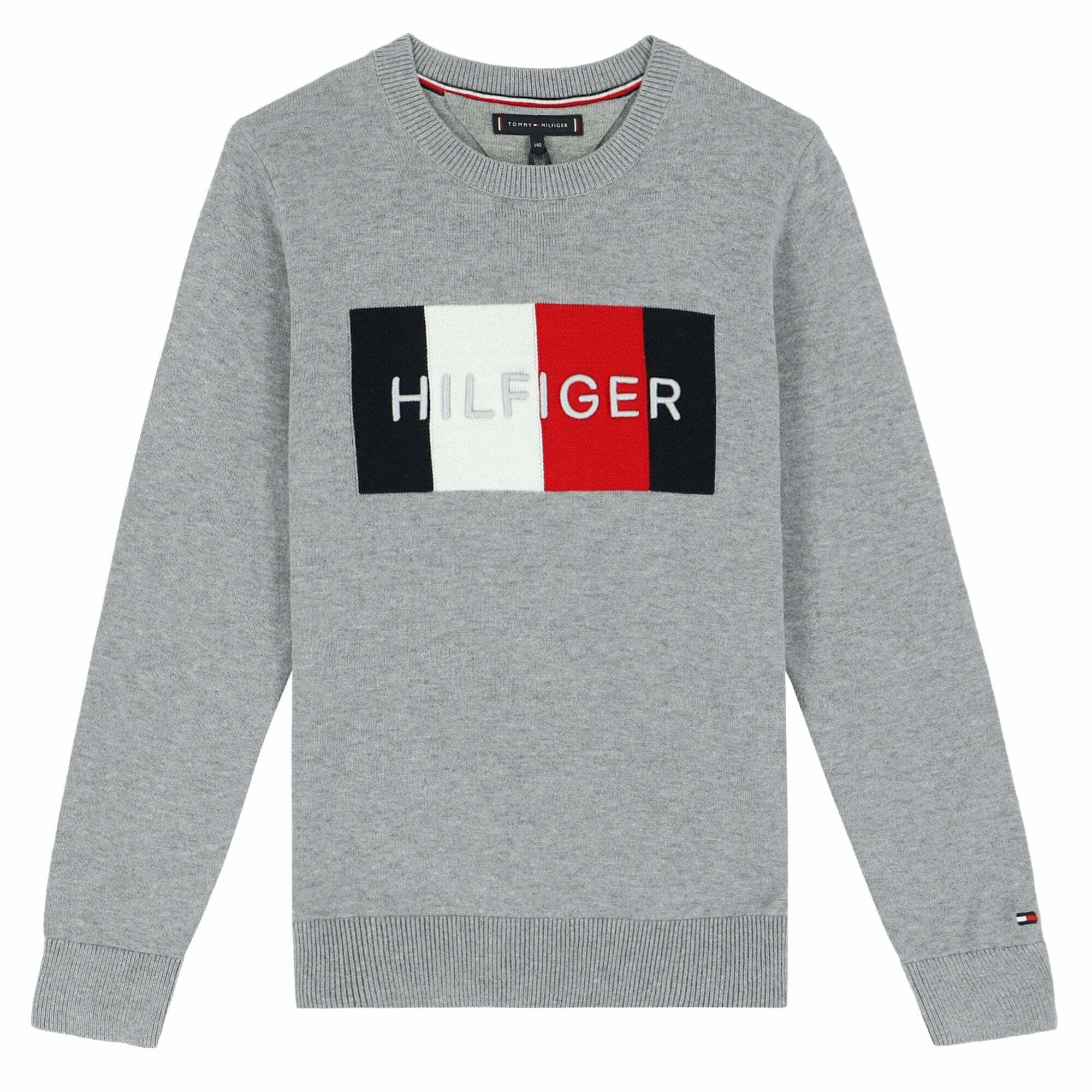 Tommy Hilfiger Boys Grey Logo Jumper Junior Couture QA