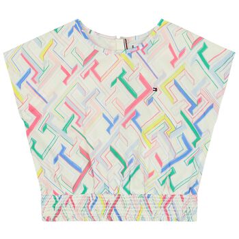 تيشيرت بنات بالشعار باللون العاجي