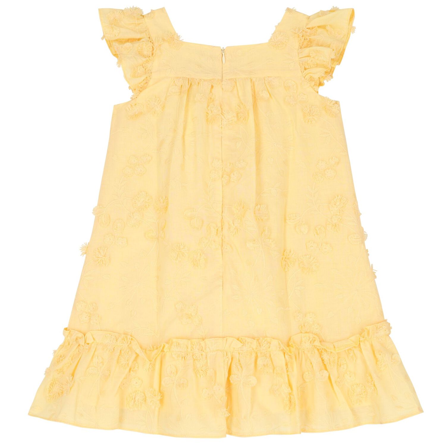 Girls Yellow Floral Embroidered Dress, 1, hi-res image number null