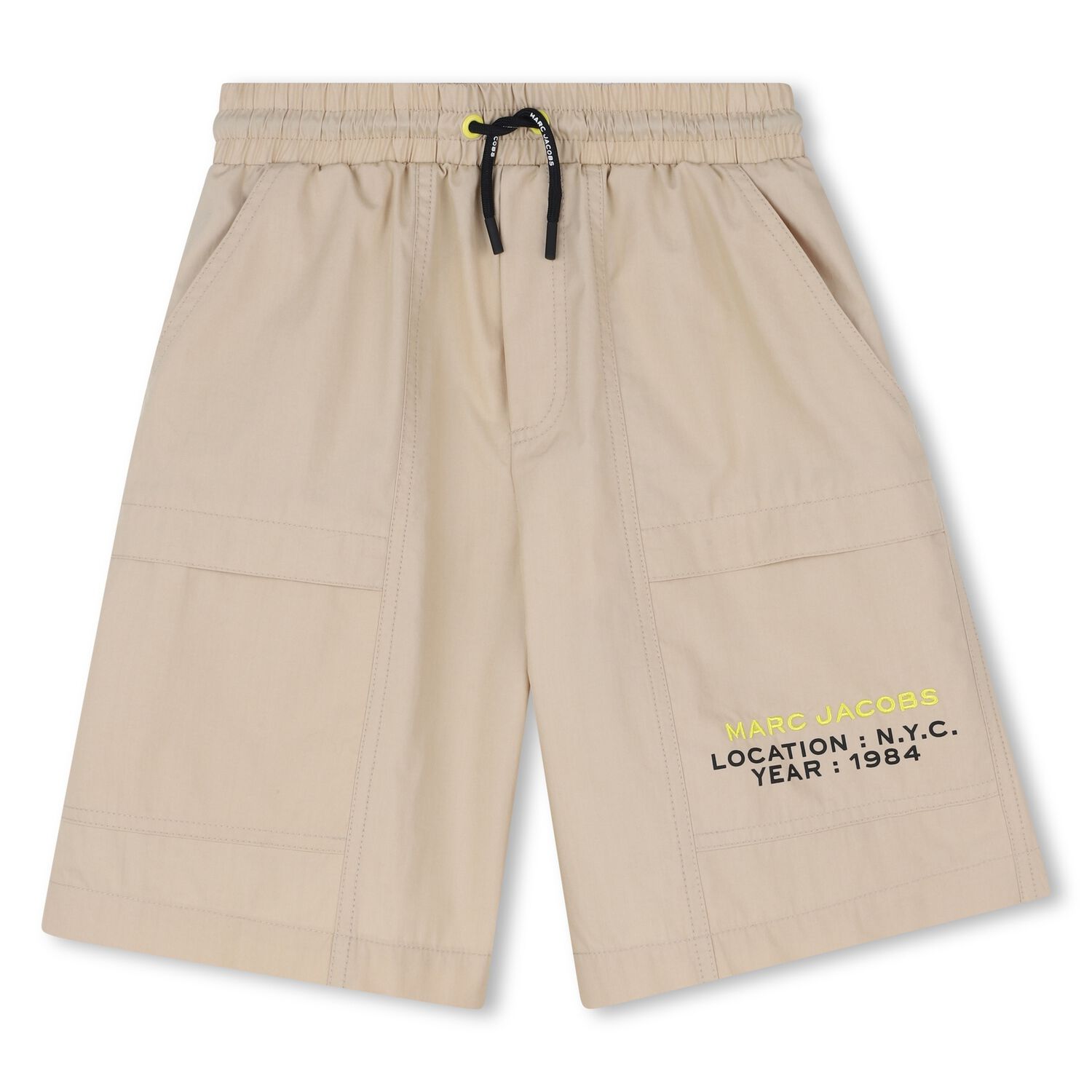 Boys Beige Logo Shorts, 1, hi-res