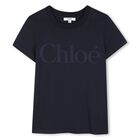 Girls Mini Me Navy Blue Logo T-Shirt, 1, hi-res
