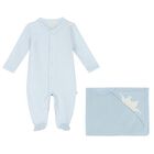 Baby Boys Blue Angel Wings Babygrow Set, 1, hi-res