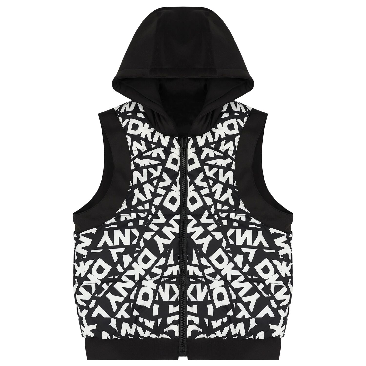 Black & White Logo Reversible Hooded Gilet, 1, hi-res image number null