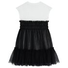 Girls White & Black Diamante Tulle Dress, 1, hi-res