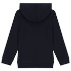 Boys Navy Blue Logo Hooded Top, 1, hi-res