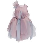 Girls Pink & Purple Organza Flower Dress, 1, hi-res