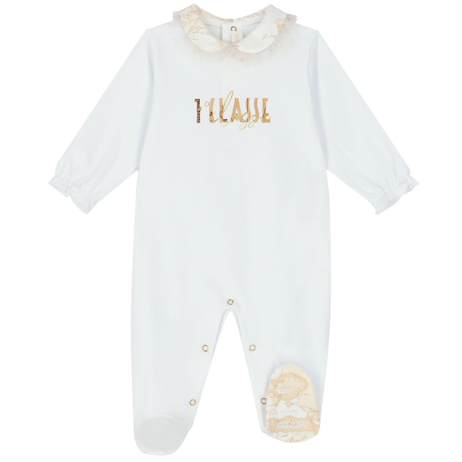 أفرول بالشعار باللون الأبيض للبنات, 1, hi-res