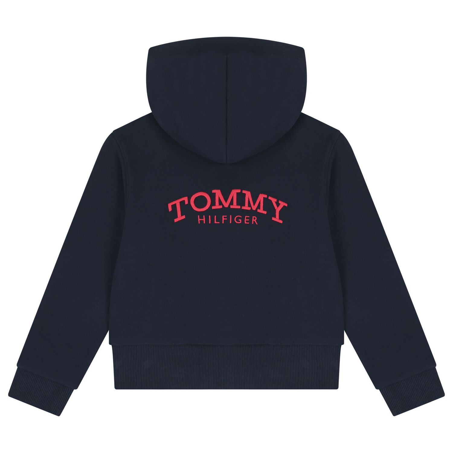 Girls Navy Blue Logo Hooded Zip Up Top, 1, hi-res