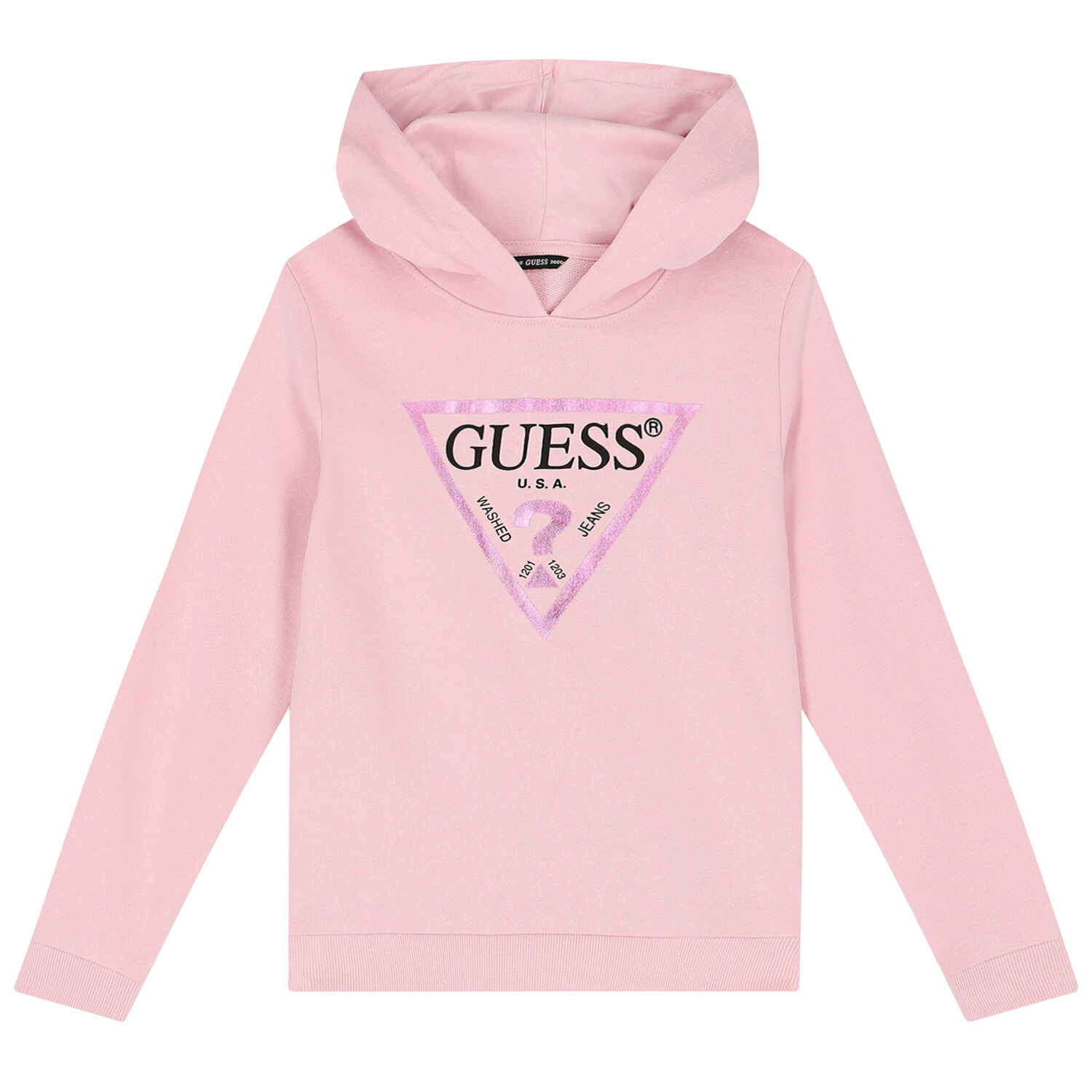 Girls Pink Logo Hooded Top, 3, hi-res
