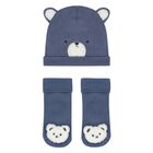 Baby Boys Blue Bear Hat & Socks Set, 1, hi-res