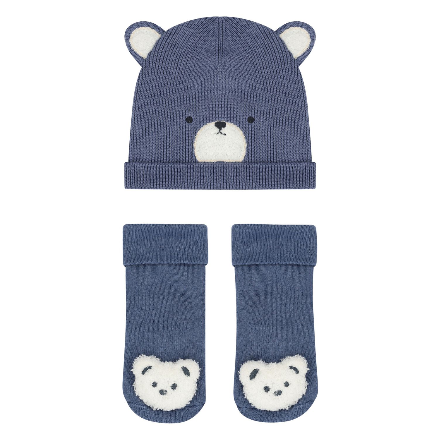 Baby Boys Blue Bear Hat & Socks Set, 1, hi-res image number null