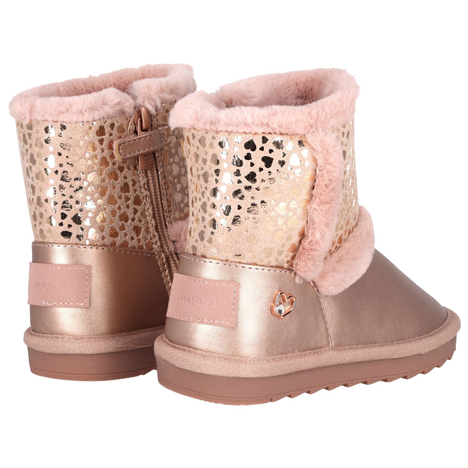 Girls Pink Faux Leather Boots, 1, hi-res