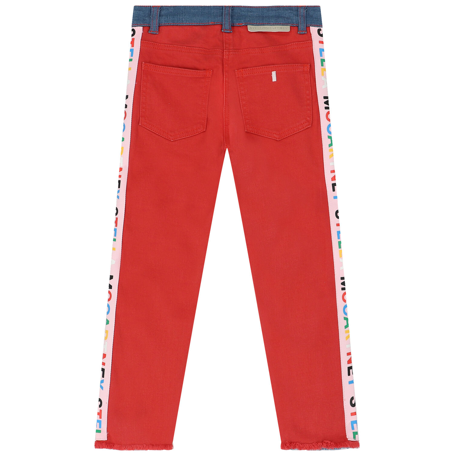 بنطلون بنات دينم بالشعار  باللون الأزرق والبرتقالي, 1, hi-res image number null