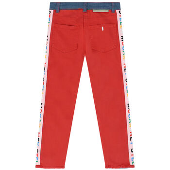 Girls Blue & Orange Logo Denim Jeans
