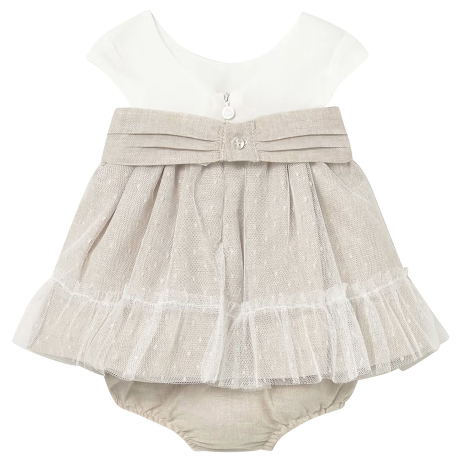 Baby Girls Ivory & Beige Dress Set, 1, hi-res