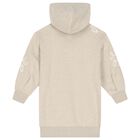 Girls Beige Embroidered Logo Sweatshirt Dress, 1, hi-res