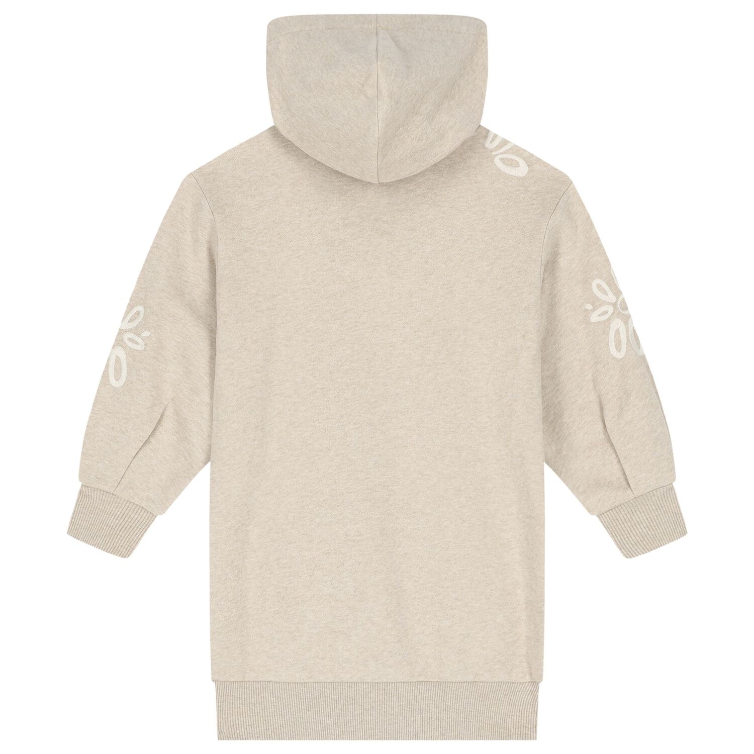 Girls Beige Embroidered Logo Sweatshirt Dress, 1, hi-res image number null