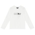 Girls White Logo Long Sleeve Top, 2, hi-res