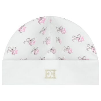 Baby Girls White Bow Logo Hat