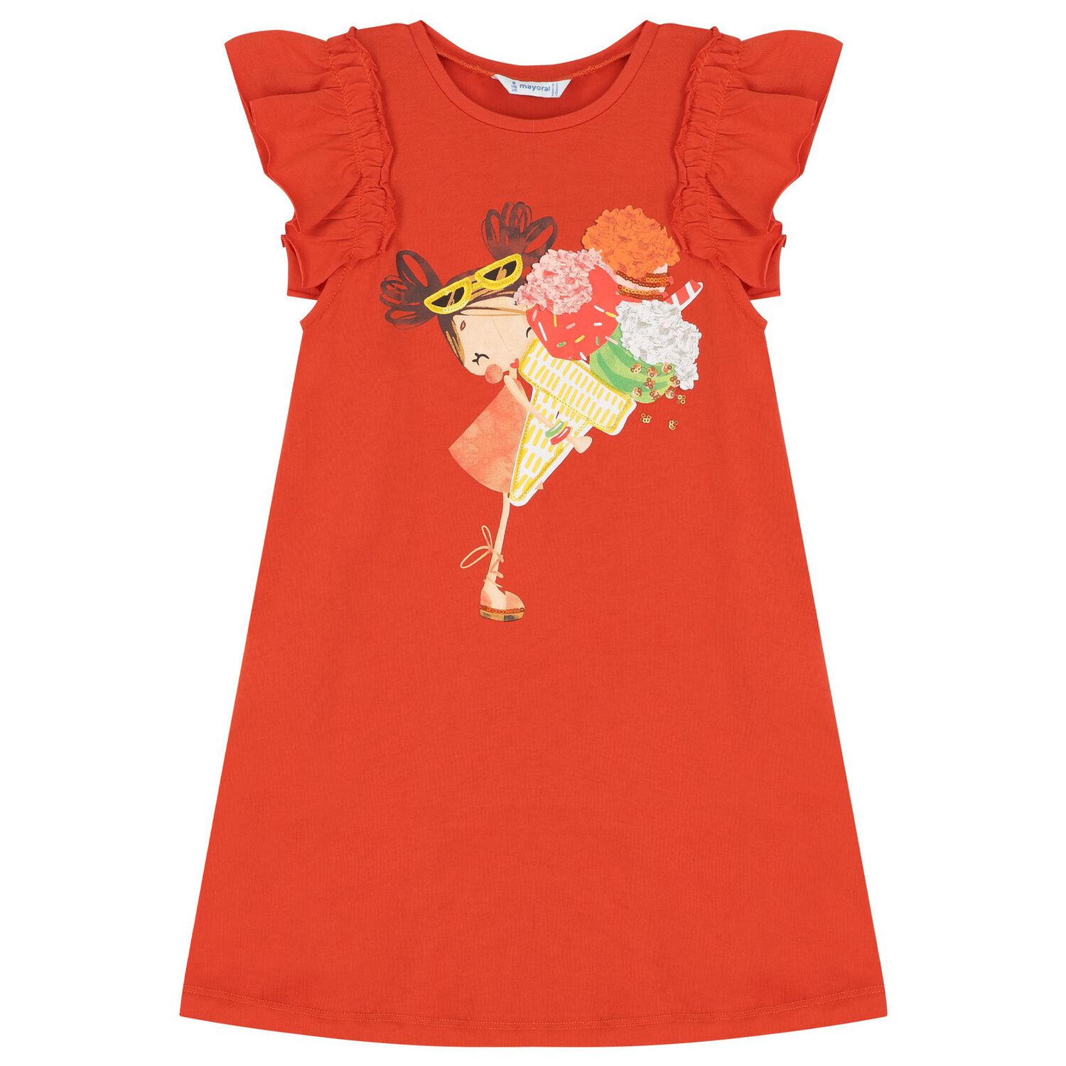 طقم فستان باللون البرتقالي للبنات, 3, hi-res image number null