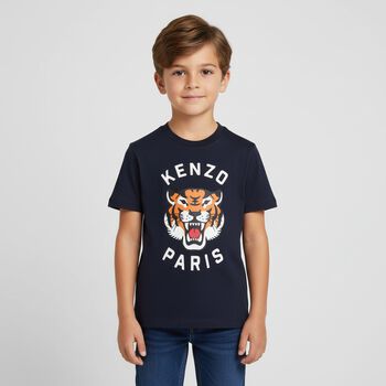 Navy Blue Tiger Logo T-Shirt