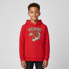 Boys Red Tiger Logo Hooded Top, 2, hi-res