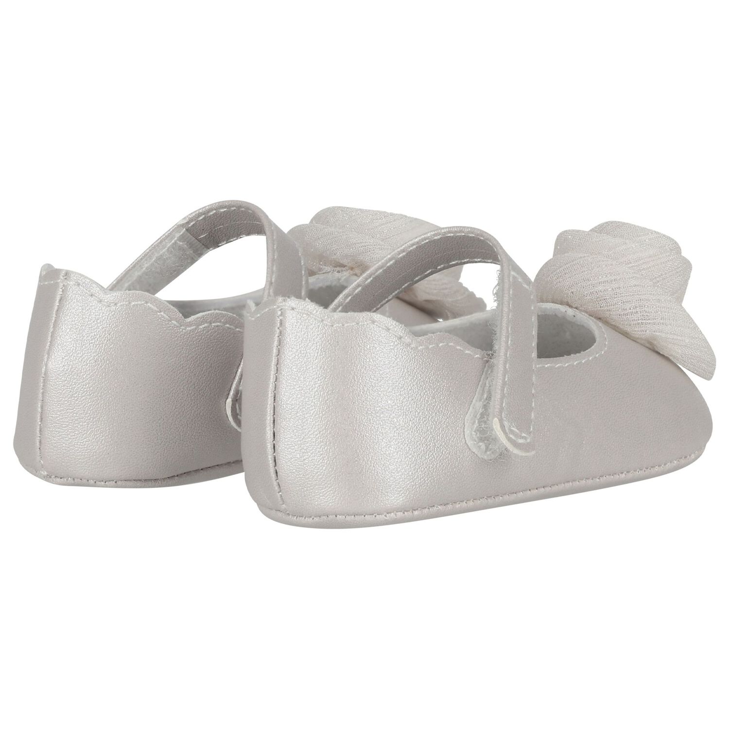 Baby Girls Silver Flower Pre Walker Shoes, 2, hi-res