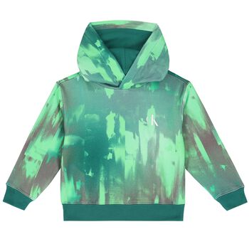 Boys Green Logo Hooded Top
