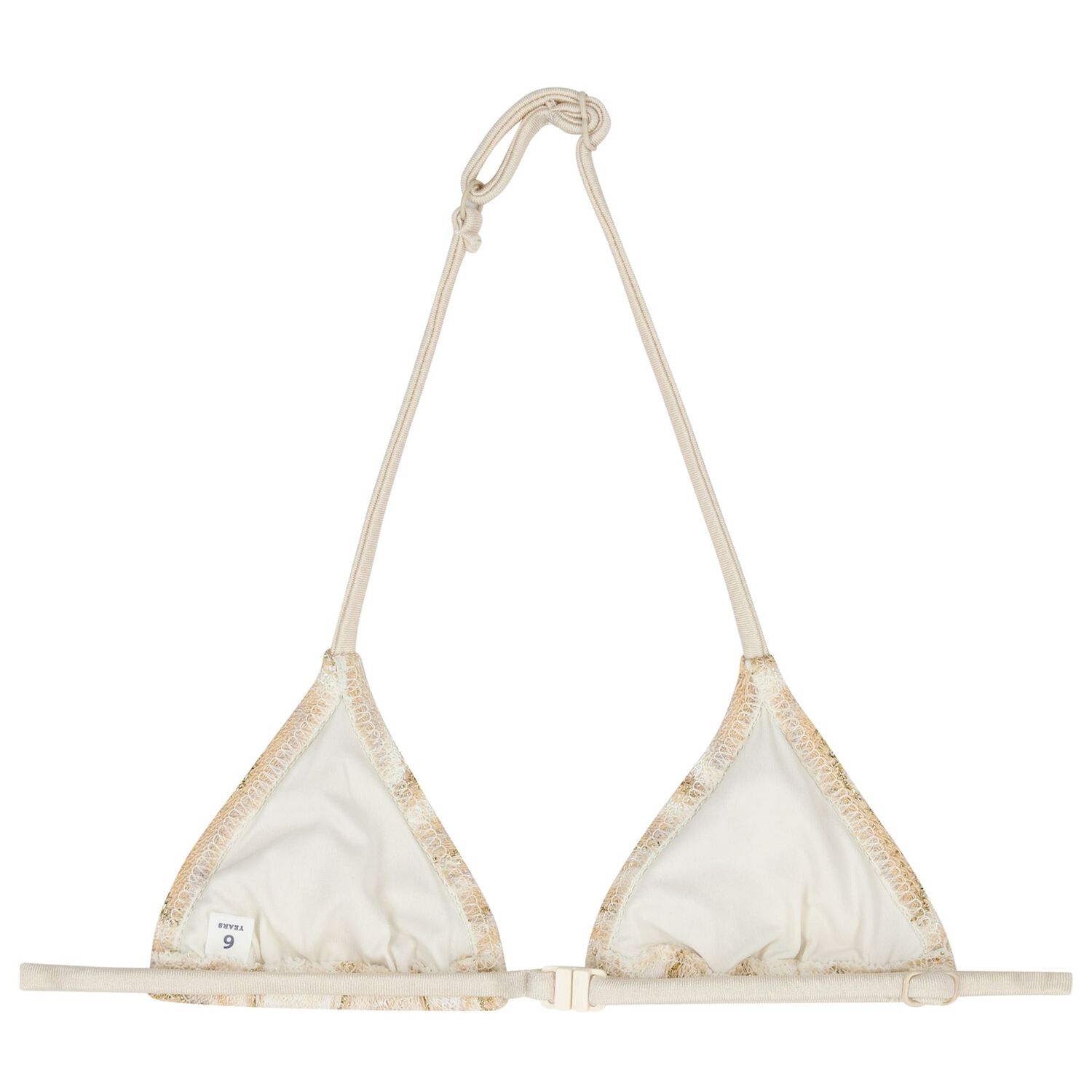 Girls Beige & Gold Striped Bikini, 1, hi-res