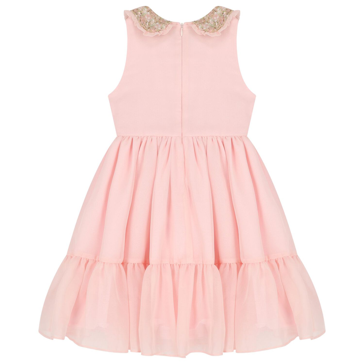 Girls Pink Chiffon Bow Dress, 1, hi-res