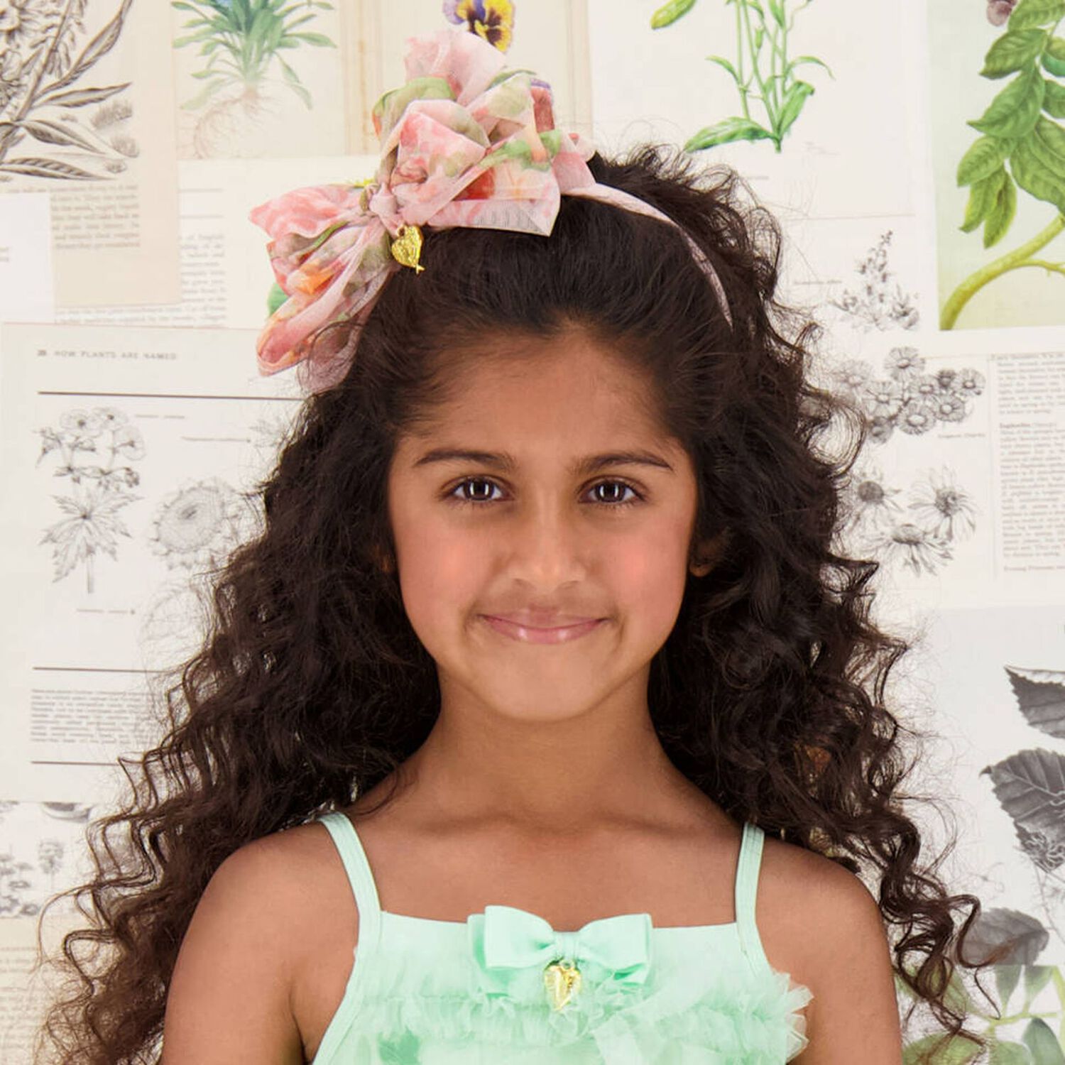 Girls Peach Bow Headband, 2, hi-res