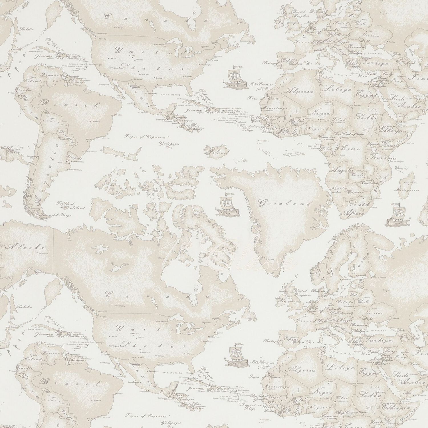 طقم هدايا لملابس الأطفال بتصميم خريطة جغرافية باللونين العاجي والبيج, 3, hi-res