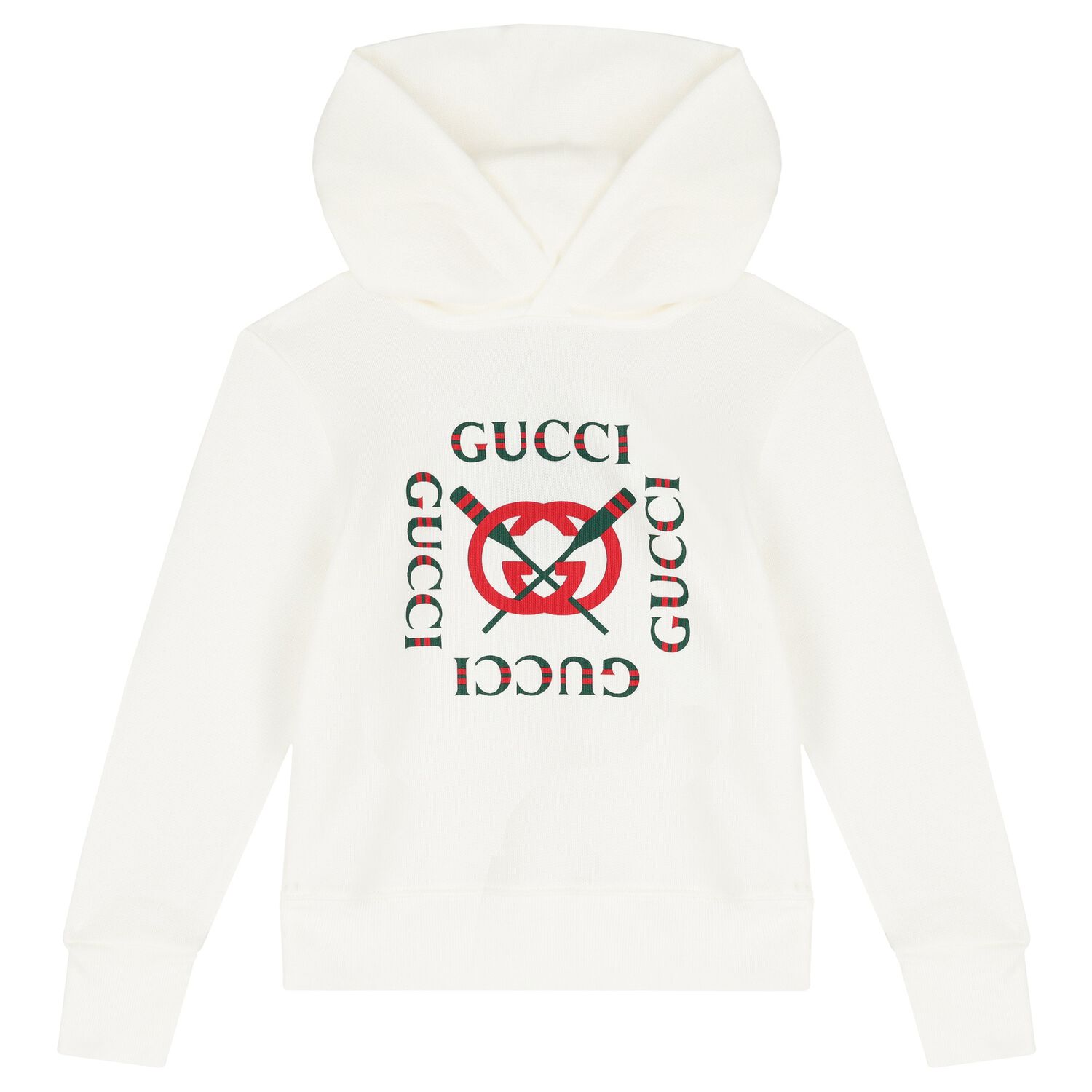 Ivory Cotton Logo Hooded Top, 1, hi-res