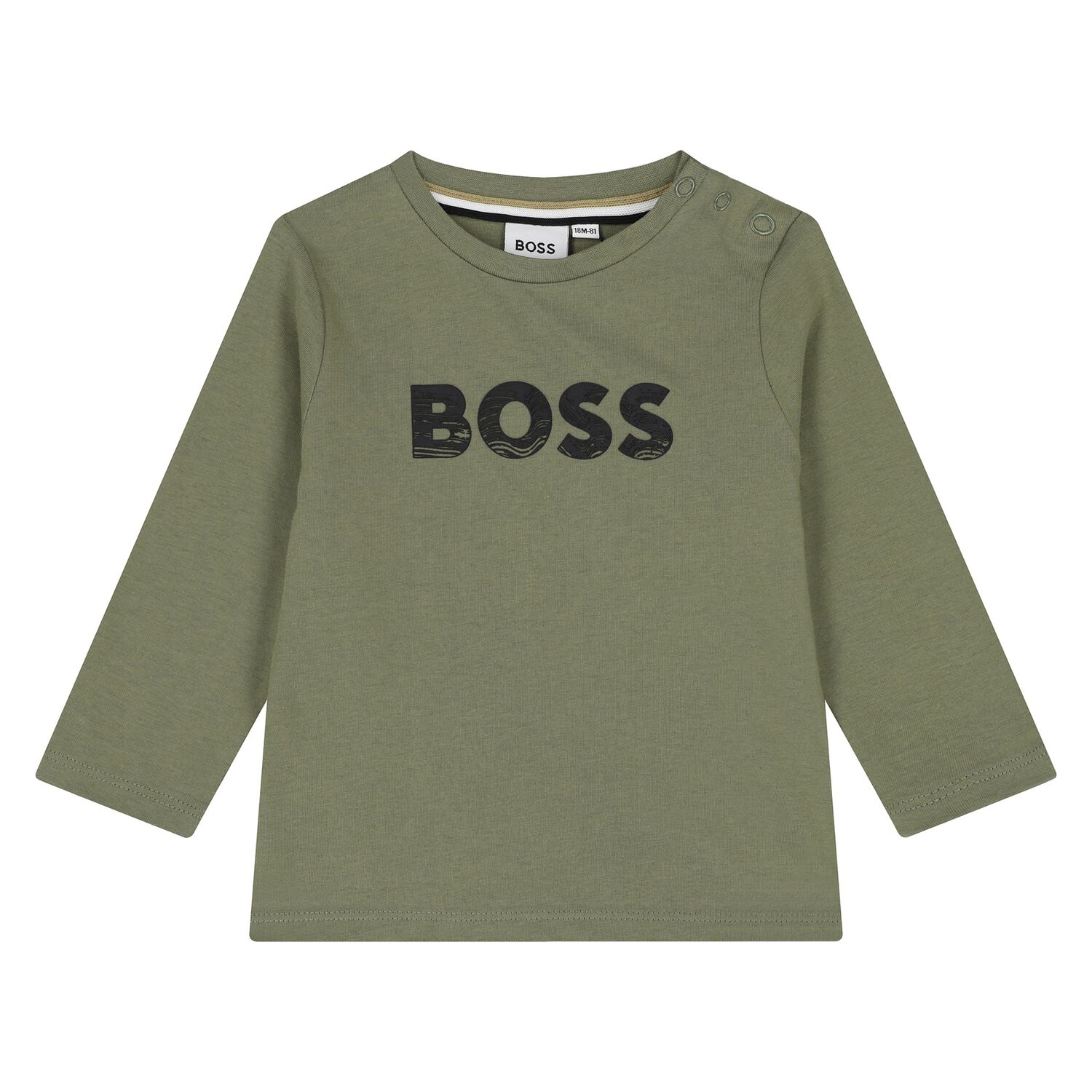 Younger Boys Green Logo Long Sleeve Top, 3, hi-res image number null
