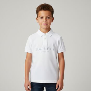 Boys White Logo Polo Shirt