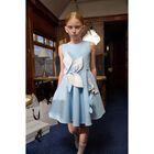 Girls Blue Satin Floral Dress, 3, hi-res