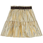 Girls Gold Striped Skirt, 1, hi-res