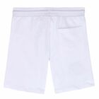 Boys White Logo Shorts, 1, hi-res