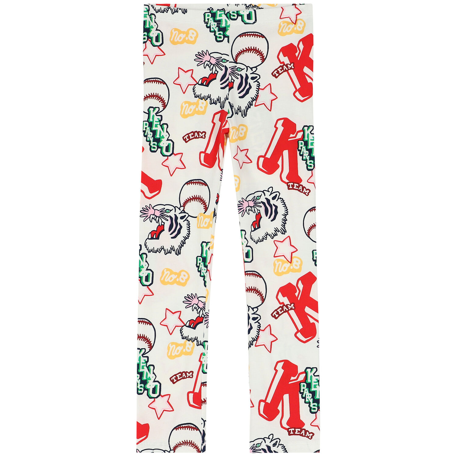 Girls White Varsity Logo Leggings, 1, hi-res